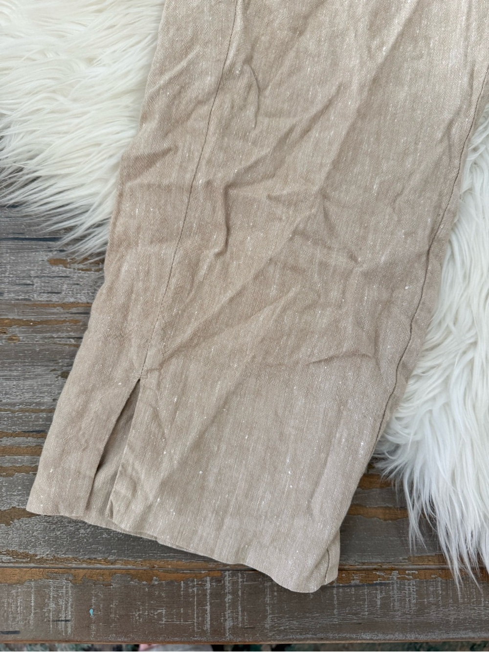 J. Jill Linen Stretch Crop Pants Large Neutral Pull-On Cropped Trousers - Picture 3 of 5
